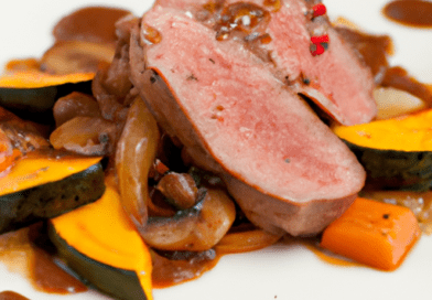 Il filetto di vitello con zucca e funghi è un piatto che combina la tenera carne di vitello con la dolcezza della zucca e il sapore terroso dei funghi.Il filetto di vitello con zucca e funghi può essere presentato in modo elegante, con i filetti di vitello disposti sopra un letto di zucca e funghi, magari guarnito con prezzemolo fresco per un tocco di colore.